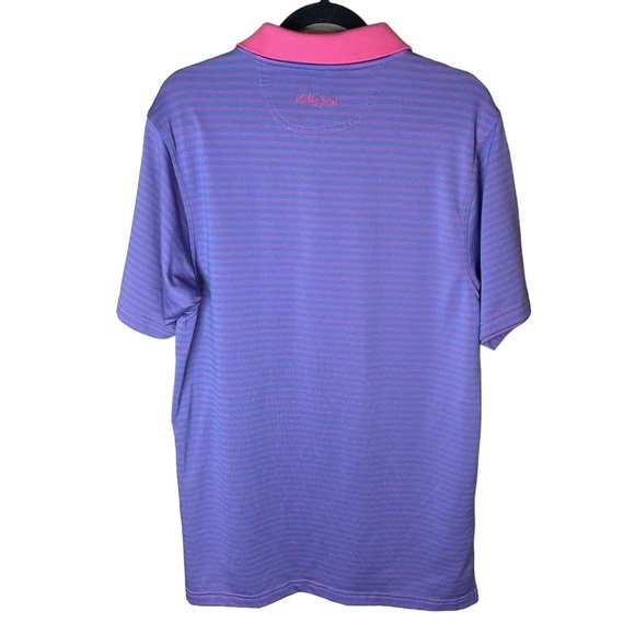 Bobby Jones X-H2O Golf Polo Short Sleeve Pink Blue Striped Size Medium - Picture 2 of 7